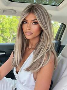 Parrucca bionda in fibra resistente al calore per uso quotidiano, parrucca dritta naturale, ideale per principianti, adatta per uso quotidiano, feste e vacanze