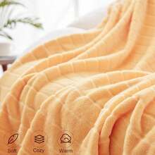 Bertte Throw Blanket, 330 GSM Super Soft Lightweight Luxury Fleece Blankets For Couch Sofa Bed Ultra Luxurious Warm And Cozy For All Seasons, 50"X 70", Yellow - Yellow - View 3