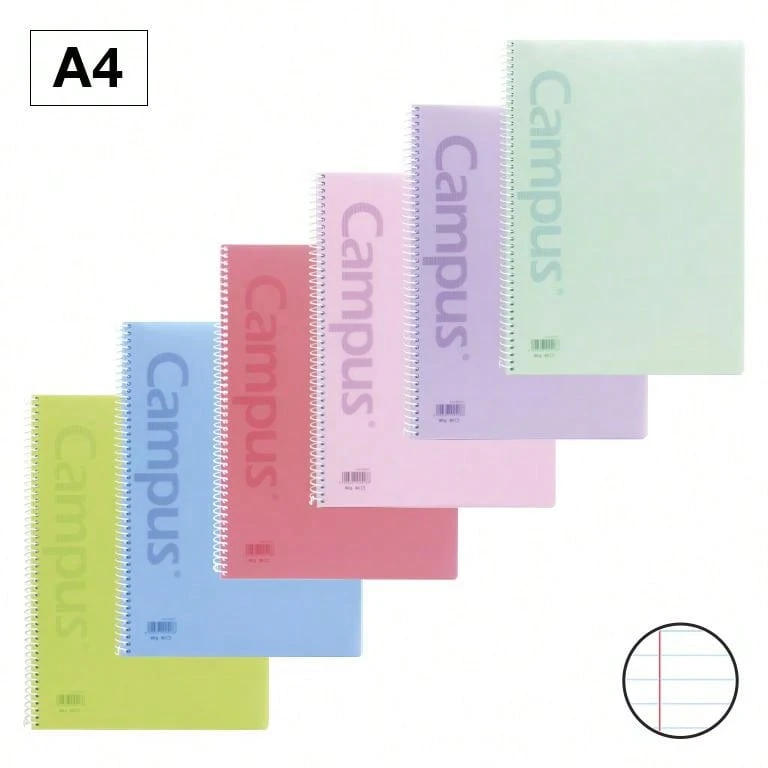 Bloc Espiral Campus A4 Tapa Polipropileno 80 Hojas 90g Rayado Horizontal Doble Margen Vivos – Perfecto para apuntes y ejercicios diarios ✅ Entrega 24/72h a España (península) - Colores Pastel - Ver 1