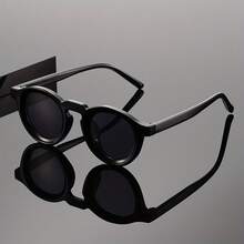 1pc Unisex Fashion Plastic Frame Sunglasses, Solid Color Pattern, Round Shape, Suitable For Daily Commute, Driving, Cycling, Beach, Leisure, Outdoor Sports, Outfit Matching, Street Photography, Party, Gift, Fits All Face Shapes