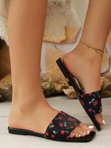 Sandalias de verano con diseño de cereza, de moda y populares para mujeres. Cómodas y versátiles, apropiadas para diversas ocasiones