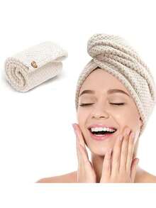 1条/4条装柔软超细纤维干发巾 - 速干、超强吸水、温和呵护女性及女孩卷发或受损发质，纯色浴室配件，浴帽，美发沙龙产品及配件，美容旅行必备 - 彩色 - 查看 9