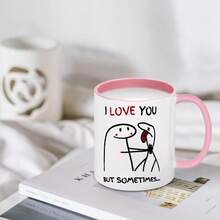 1 pezzo Tazza in ceramica con motivo LOVE, tazza da caffè, tazza da latte, tazza da tè, adatta per bevande calde e fredde, perfetta per caffè/tè, lavabile in lavastoviglie e microonde, regalo di San Valentino, regalo di compleanno, per casa e ufficio, adatta per coppie e amici