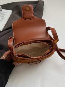 Bolso bandolera de mujer de PU con cierre magnético de solapa, bolso bandolera minimalista y versátil, bolso de mano portátil para ir al trabajo