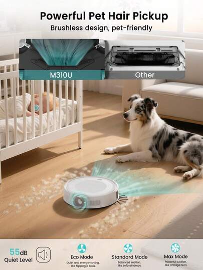 Lefant LEFANT M310 Ultra Robot Stofzuiger Mop 6000Pa Suction 3.1in Slim 170Mins 3D Navigation APP Control Pet Hair Tapijt view 6