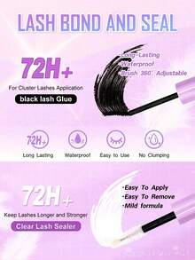 640PCS Cluster Lash Extension Kit – 50D/60D/80D/100D Mixed Volume Faux Mink Lashes, 0.31-0.63inch Soft Fluffy Wispy Individual Lashes, Handmade Natural To Dramatic Cat Eye Look, 0.07mm Lightweight Reusable False Eyelashes With Lash Glue, Precision Tweezer & Lash Brush, Beginner-Friendly DIY Lash Kit, Perfect For Daily Makeup, Wedding, Party, Travel, Cosplay, Night Out, And Holiday Gifts For Christmas, Valentine's, Halloween, Thanksgiving, Easter & Mother's Day - Màu tím - Xem 4