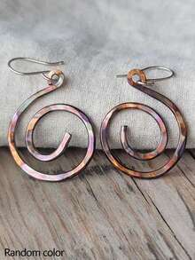 2pcs Flower, Leaf & Geometric Hollow Pendant Earrings, Multi-Color Metal, Minimalist Design For Women, Party