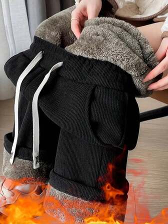 Vintage Pattern Print Drawstring Hem Pants