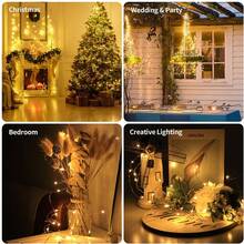 1pc Battery Powered Copper Wire Lights, DIY Fairy Lights, Powered By 3AA Batteries (Batteries Not Included), Suitable For Indoor Bedroom, Living Room, Dining Room, Patio, Garden, Fence, Holiday Decor, Creates Wonderful Ambiance - Star - View 2