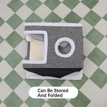 Luxury Multi-Level Cat House With Toy Tunnel, Foldable Scratching Rope And Comfort Mat - Comfortable Indoor Cat Cube Bed With Plush Hanging Ball, All-Season Enclosure, Ideal Home - Foldable