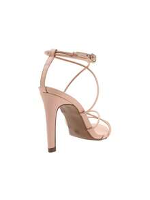 9cm Thin Heel Sandal, Formal Gold With Cross Straps, Party Metallic Silver Gold - Telanjang - View 3