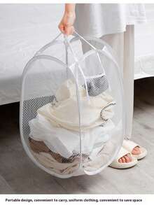 可折叠脏衣篮，居家收纳好帮手，便携式洗衣篮，适用于浴室、卧室、宿舍和衣橱。轻便可折叠脏衣篮，配有便捷提手，经久耐用，适合日常洗衣和快速分类。节省空间，是理想的家用洗衣解决方案，尤其适合公寓生活、共用洗衣房和换季衣物收纳。可用作脏衣篮、分类篮和临时储物篮。不用时可折叠收纳。加固缝线和坚固框架，宽大开口和易于清洁的侧面设计，满足您日常使用需求。 - 彩色 - 查看 9