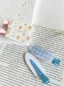 4件套多巴胺色花朵鳄鱼夹发饰，甜美少女侧夹，刘海夹，发饰，发饰，美发工具，美容配件，女士卷发发饰，美发用品，秋季，女士发饰，美发工具，美发用品，美容配件，礼物，旅行，女士礼物，美发用品，圣诞礼物 - 彩色 - 查看 4