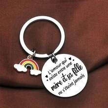 1pc Elegant Rainbow Stainless Steel "I Love You Mom" Keychain, Suitable For Christmas, Birthday, Valentine's Day, Mother's Day, Easter, Thanksgiving, Wedding, Unisex Bag Accessories Lanyards With Id Holder Car Accessories Bag Charms Gift