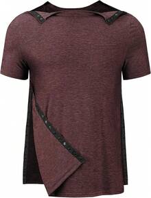 Men's Tear Away Recovery Shirt For Post Surgery Comfort - Burgundy - View 1