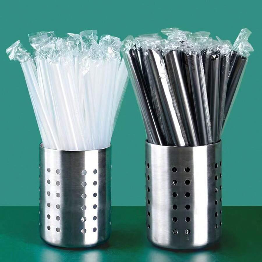 500/400/300/200/100/50 Black Disposable Plastic Short Straws, Solid Color, Thin Straws, Used For Cocktails, Juices, Beverages, Coffee, Straight Mouth Halloween/Christmas Party Supplies