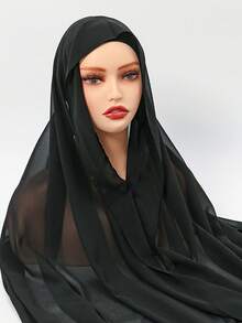 1pc Women's Instant Chiffon Hijab + Simple Cap Integrated Muslim Casual Prayer Headscarf, Modal Hijab Scarf With Built-In Magnetic Clasp, Suitable For Daily Wear In All Seasons