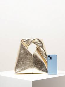 Bridal Party Ruched Handbag, Prom Bag, Asymmetric Bag, Prom Accessories, Elegant Women's Bag, Wedding Items, Fall Purse (Pattern Random) - Gold - View 3