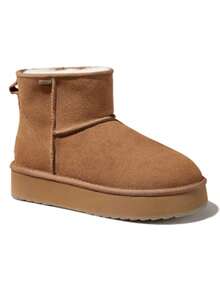 CAMEL CROWN Botas de nieve de caña alta para mujer, zapatos de algodón de invierno cálidos con forro de felpa, estilo retro casual