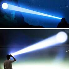 120,000流明超亮LED头灯，可充电18650头灯，防水户外工作灯，超亮夜钓灯 - 黑色 - 查看 5