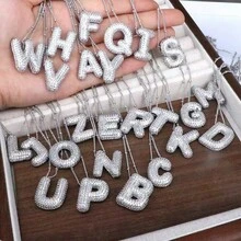 Collar con colgante de inicial personalizado de estilo hip hop para hombres y mujeres, 26 letras de alfabeto de cobre con circonita cúbica, joyería urbana de calle como regalo de cumpleaños o San Valentín