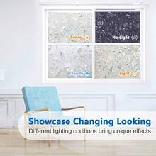 PET matte Fensterfolie zur Wärmerückgewinnung, Regenbogen-Fensteraufkleber, abnehmbare 3D-Buntglas-Fensterfolie für Büro, Badezimmer, Küche - Silber - Übersicht 14