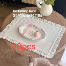 1件/6件/10件韩式Ins风格心形蕾丝小餐巾餐垫，多用途防尘布，适用于食物摄影