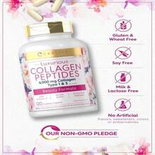 Carlyle Collagen With Vitamin C | 6000mg | 120 Caplets | Multi Collagen Peptide Pills | Type 1 And 3 | Non-GMO, Gluten Free, Grass Fed - 白色的 - 查看 5