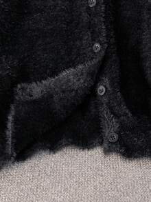 Girls & Teens Elegant Solid Color Cardigan Sweater, Short Style Suitable For Casual, Holiday, Spring, Autumn, Winter