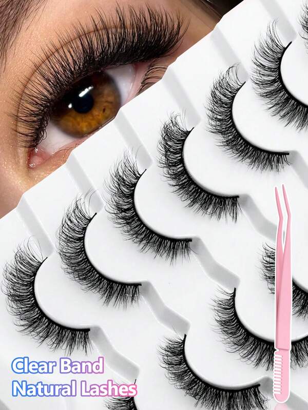 7Pairs False Lashes 3D Mink Lashes Fluffy Dramatic Thick Volume Eyelashes Natural Lashes Fake Lashes Makeup