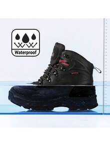 Men's Insulated Waterproof Construction Hiking Winter Snow Boots - Black - View 4