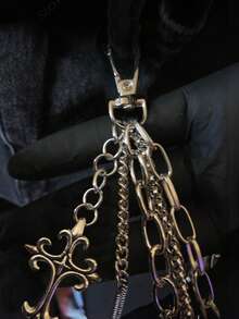 Cadena corporal de hombre con cruz gótica, accesorio de moda hip hop para cadena de bolsillo de pantalones