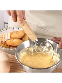 2PC Batidor De Acero Inoxidable Para Masa Danesa Y Mezclador De Harina, Batidor Manual Para Hacer Pan, Pastelería, Herramientas De Cocina Para Hornea - Marrón - Ver 4