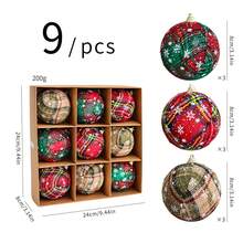 16Pcs Christmas Buffalo Plaid Ball Ornaments Christmas Fabric Foam Ball With Snowflake Pattern Ornaments Shatterproof Christmas Tree Hanging Ornament For Xmas Party Decoration Supplies Home Decor Christmas Decorations Room Decor Winter