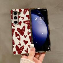 Luxury PU Leather Case, Leather Texture Feel Graphic Hearts Print Foldable Mobile Phone Case Compatible With Sam Galaxy Z FLIP FLOP 3 4 5 6 Gold Plated PC Cellphone Protective Shell Design For MOTO RAZR 40 50 60 ULTRA - Trái tim 7 - Xem 2