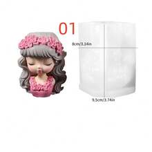 Molde para maceta de flores, corona floral, taza de vela con diseño de niña, maceta de flores de princesa, molde de silicona - Blanco - Ver 8