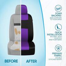 PolyPro Car Covers Full Set In Gray On Black, Front And Rear Split Covers, Easy To Install Car Seats Cover Set And Accessories Auto Trucks Van SUV - Gray - Purple - View 6