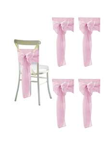 2件/4件/6件/10件粉色薄纱蝴蝶结椅套，轻盈白色面料户外婚礼椅装饰，适用于婚礼、生日派对椅装饰，米色、白色、秋季装饰、房间装饰、返校季、学校用品