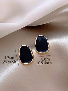 1 Pair Minimalist Asymmetrical Geometric Everyday Casual Unique Classic Retro Elegant Women Earrings - Black - View 4