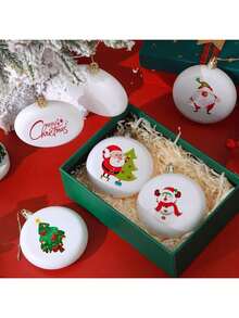 12/24 Pcs 3.15 Inch Christmas Blank White Ball Ornaments Plastic White Matte Flat Discs Christmas Ornaments Xmas Christmas Tree Hanging Ornament Decorations DIY Crafts Painting Drawing