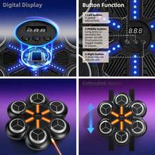 Music Boxing Machine - Interactive Punching Trainer With Boxing Gloves, Large-Sized Wall-Mounted Electronic Boxing Target For Kids, Wireless Punching Pad With LED Lights, Fun Training Equipment For Kids, Ideal Gift For Halloween, Easter And Birthdays