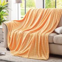 Bertte Throw Blanket, 330 GSM Super Soft Lightweight Luxury Fleece Blankets For Couch Sofa Bed Ultra Luxurious Warm And Cozy For All Seasons, 50"X 70", Yellow - Yellow - View 2