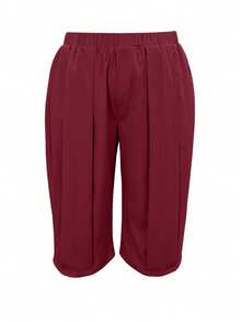 Pantalones de mujer talla grande de otoño/invierno, unicolor, pantalones capri de pierna ancha casuales con bolsillos, color caqui, atuendo versátil para todos los días