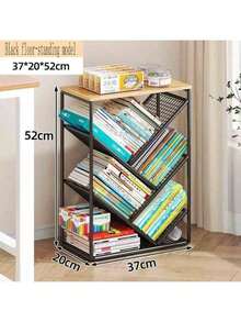 1 pieza Estantería independiente, 2 colores, sin necesidad de montaje, móvil, estantería de almacenamiento de libros sencilla para niños, estantería estrecha para la sala de estar