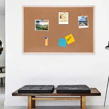 1 件木框软木板，尺寸为 15.75 英寸 x 11.8 英寸，是张贴便条和照片的必备公告板，配有钉子，适用于办公室、家庭和学校墙面安装（包含钉子、吊环螺丝、绳子和螺丝），适合学生、上班族、教师和房主使用，可用作软木板或愿景板。 - 棕色 - 查看 3