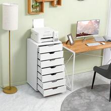 Vinsetto Seven-Drawer Filing Cabinet, With Wheels - White - default - View 2