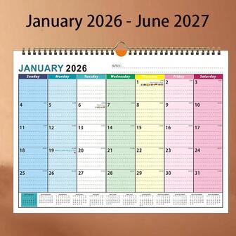 1 st. 2026-2027 minimalistisk ombrefärgad väggkalender, 28 x 20 cm med blom- och trädmönster, stort tomt utrymme för anteckningar, lämplig för hem, kontor och planering