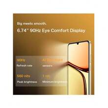 Realme C61 Unlocked Cellphone 6GB+128GB/8GB+256GB Global Version, 4G LTE, Andriod 14 Smartphone, 50MP AI Camera Mobile Phone 7.89mm Ultra Slim Design With 5000mAh Massive Battery - Gold - View 6