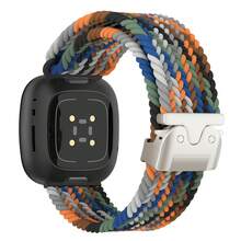 Parachute Buckle Elastic Nylon Sport Watch Band Compatible With Fitbit Versa 4/Versa 3/Sense 2/Sense 1, Woven Strap, Stretchy Material Wristband, Replacement Band, Unisex