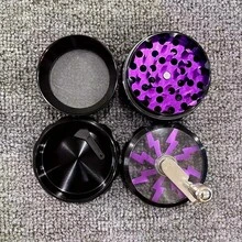 2.5英寸金属闪光手柄草药研磨器金属磨粉器手动粉碎机4层研钵铝合金杵烟草草研磨器香烟雪茄工具吸烟配件礼品 - 2.5inch - 查看 3